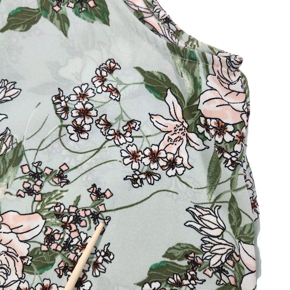 Loft‎ Outlet Women's Tunic Top Sz M Mint Green Floral Fairy Sleeveless Cottage - Picture 9 of 10